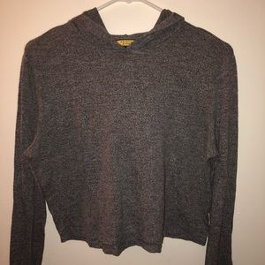 Gray Hooded Cropped Sweater